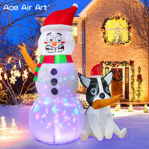 Christmas Inflatables Outdoor Decorations, Funny Inflatable Snowman with Dog Christmas Blow Up Yard Decorations