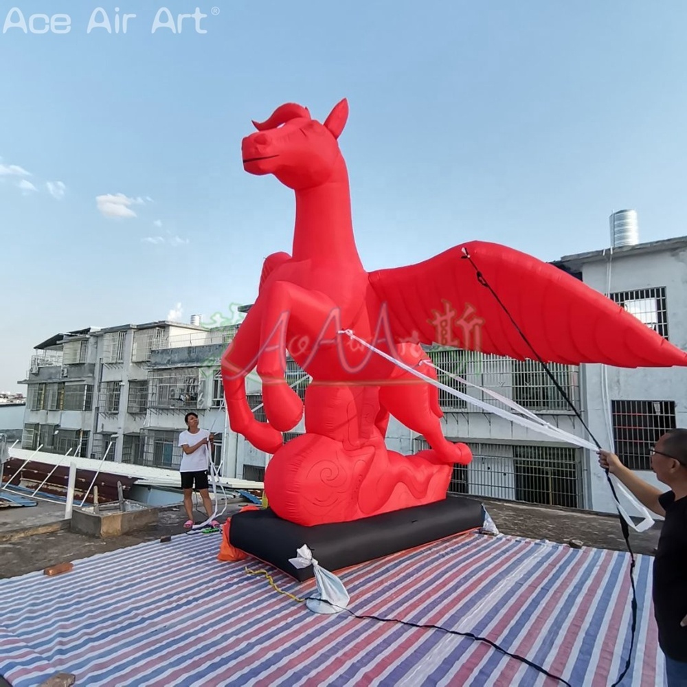 Giant Inflatable Pegasus Flying Red Horse with Wings for Party Decoration or Display