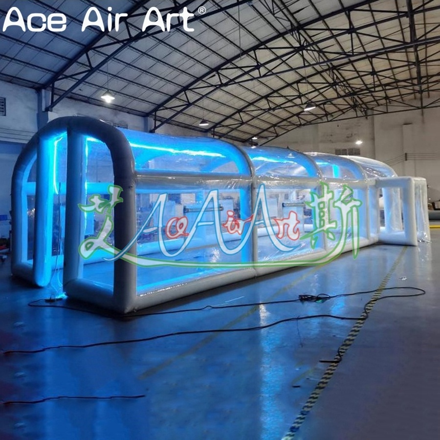 Custom PVC Inflatable Transparent Tent Inflatable Clear Tunnel Tent with LED Lights for Party or Business Rental