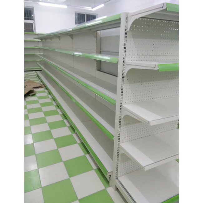 Hot store racks commercial steel shelf  display supermarket gondola industrial hardware shelving