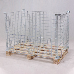 Warehouse Storage Galvanized Steel Standard Wire Mesh Container Cages Wire Mesh Pallet Folding Warehouse Cage Wire Mesh