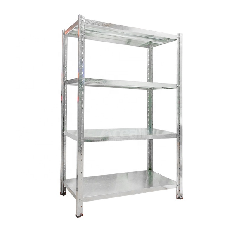 4 Tier Cheap Light Duty Rack Metal zinc plated Storage Shelf Galvanized Slotted Angle Iron Shelves For Warehouse