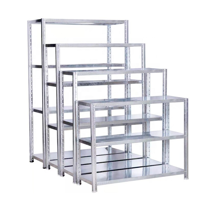 4 Tier Cheap Light Duty Rack Metal zinc plated Storage Shelf Galvanized Slotted Angle Iron Shelves For Warehouse