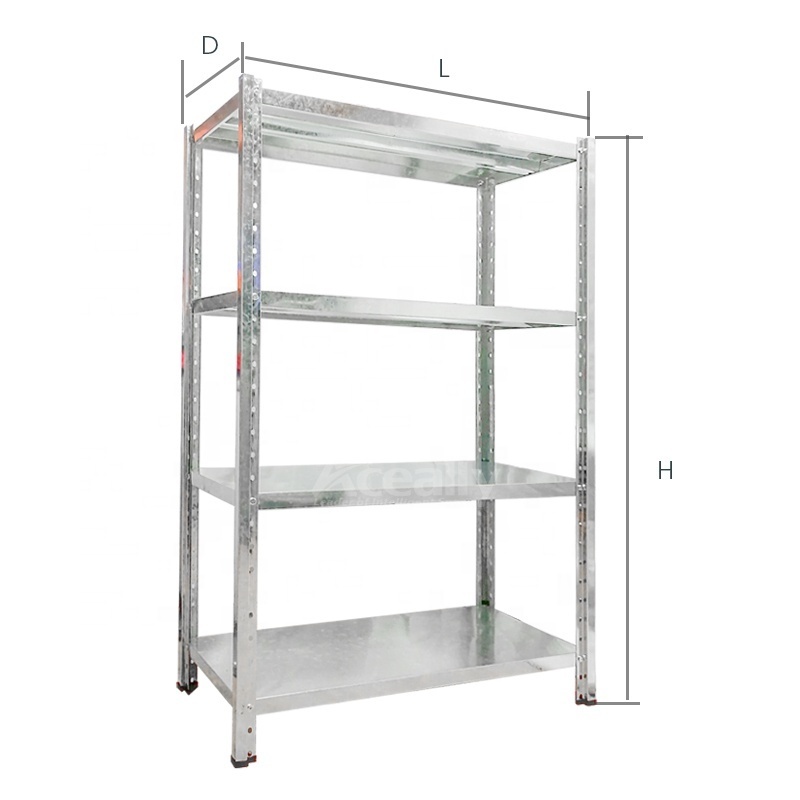 4 Tier Cheap Light Duty Rack Metal zinc plated Storage Shelf Galvanized Slotted Angle Iron Shelves For Warehouse