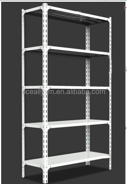 Steel slotted angle storage racks bolt less rivet shelving