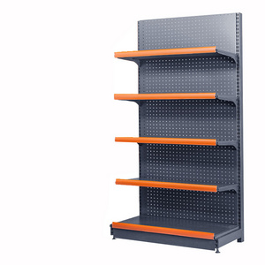 single side mini market perforated steel gondola black shelving