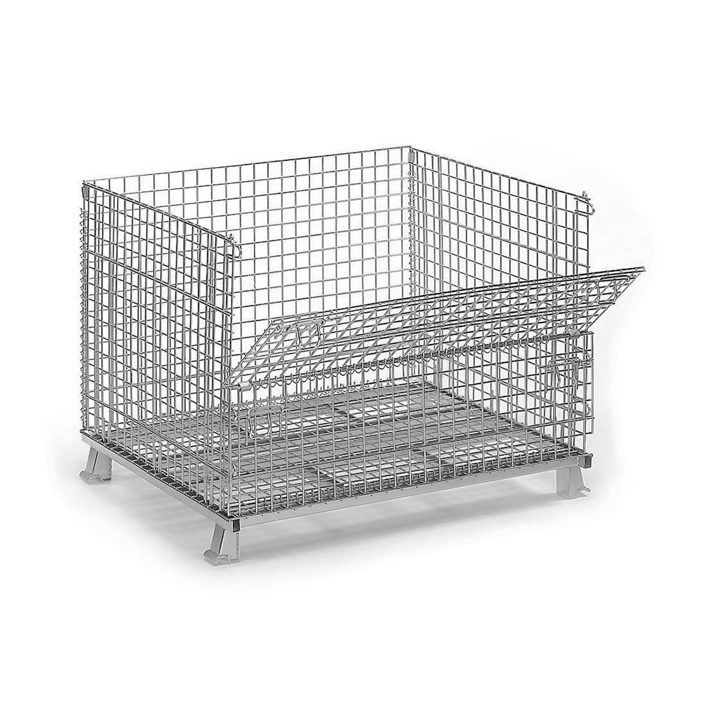 Warehouse Storage Galvanized Steel Standard Wire Mesh Container Cages Wire Mesh Pallet Folding Warehouse Cage Wire Mesh