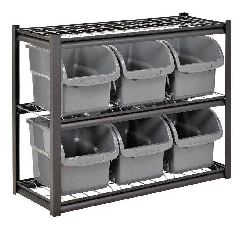 wholesale wall mounted tool spare parts Plastic organizer stackable shelf rack divisible storage bins for shelves