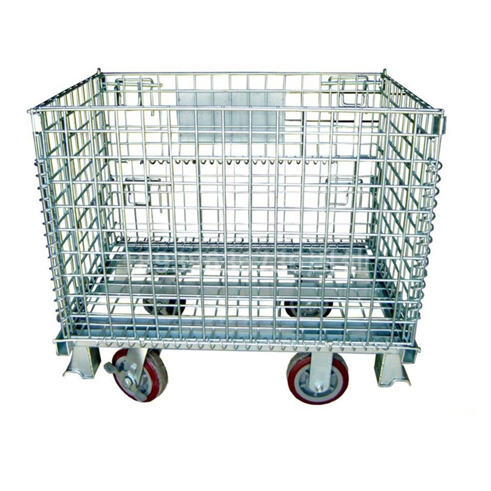 High Quality Durable Collapsible Steel Wire Mesh Pallet Container Cage after powder coated