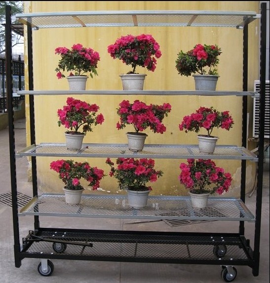 Greenhouse Garden Display Cart with Wheel Flower Trolley