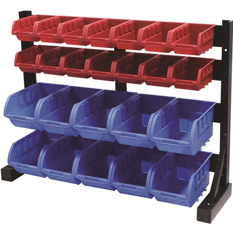 wholesale wall mounted tool spare parts Plastic organizer stackable shelf rack divisible storage bins for shelves