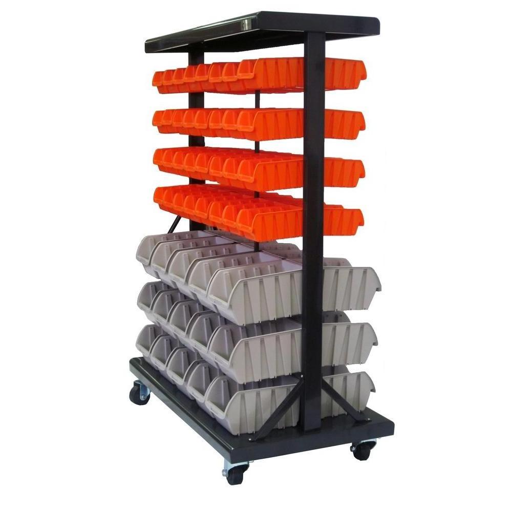 Spare Parts Shelving Organize with Plastic Bins for Garage, Shop, and Home Storage