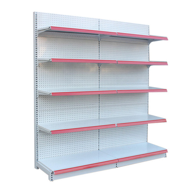 Hot store racks commercial steel shelf  display supermarket gondola industrial hardware shelving