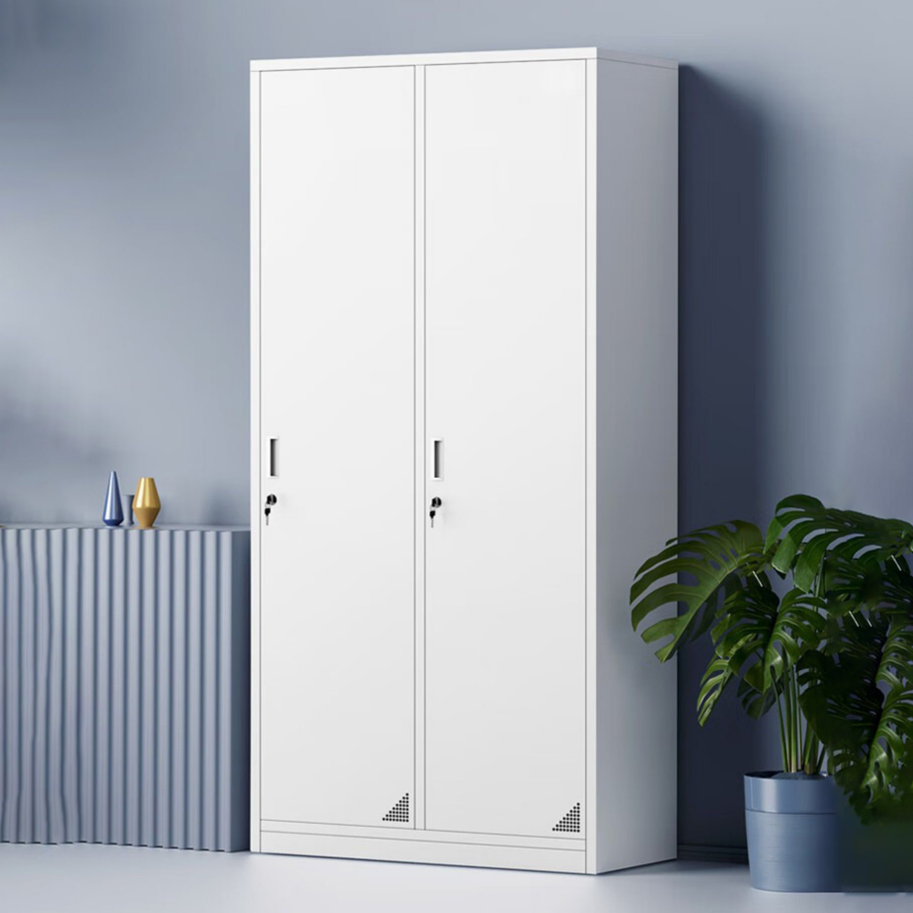 Iron Metal 2 Door Large Size Armario Organizador De Ropa Tall Narrow Steel Storage Cabinet Metal Storage Cabinet Locking Doors