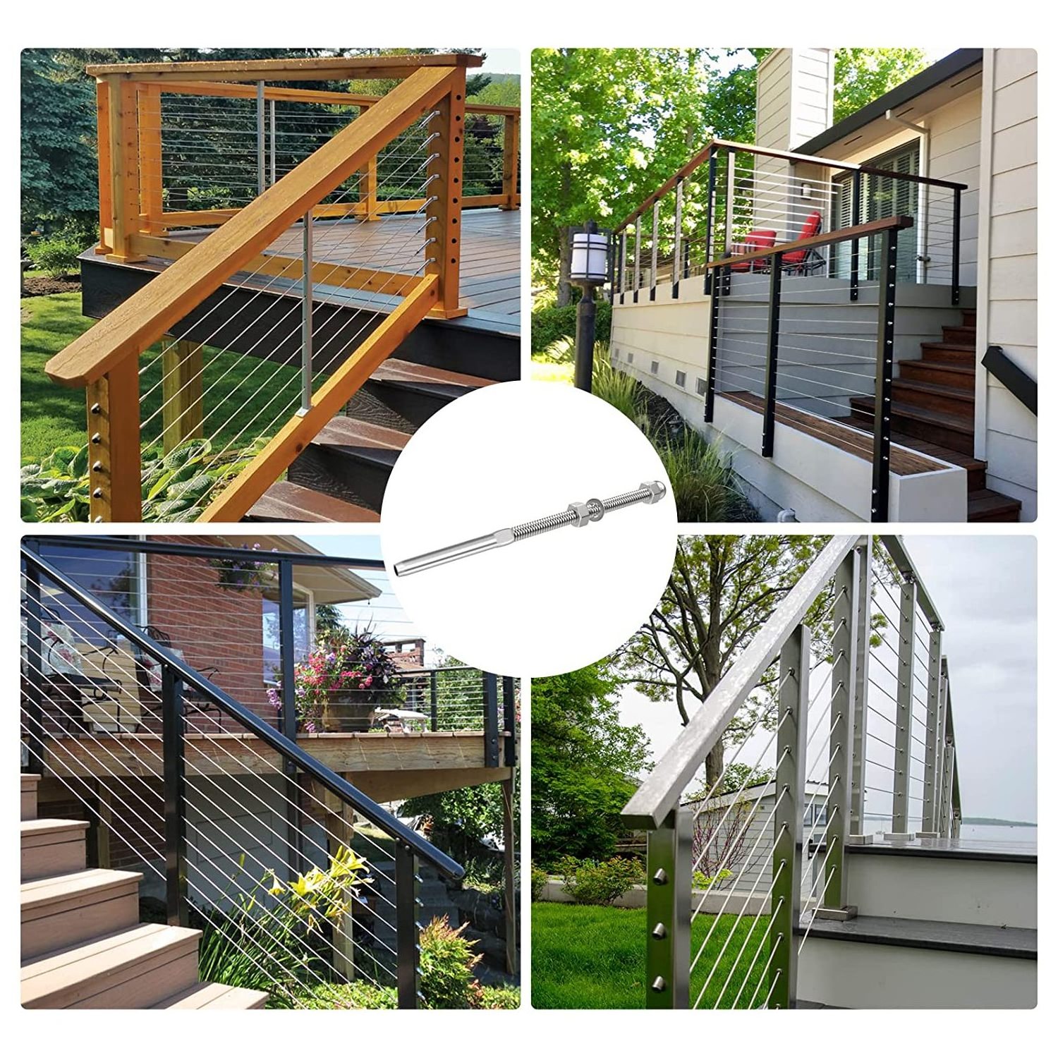 Outdoor Deck Wire Railing low cost Tensioning Stainless Steel Cable Balustrade Post System For Sale