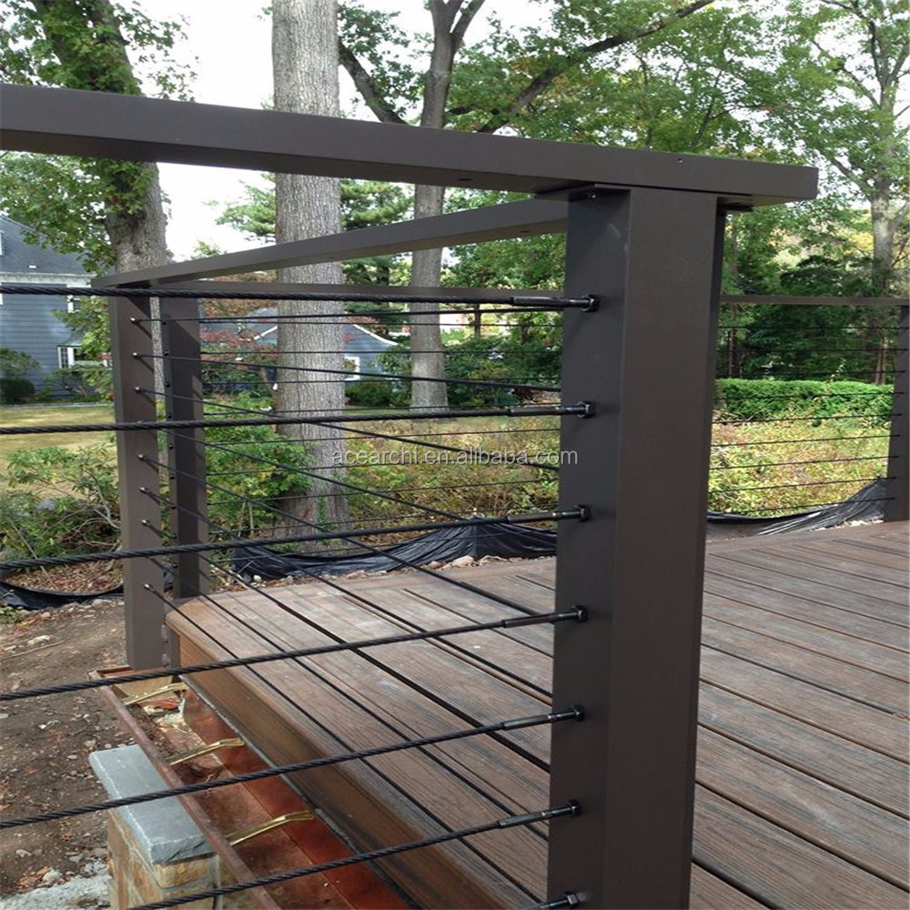 Outdoor Deck Wire Railing low cost Tensioning Stainless Steel Cable Balustrade Post System For Sale