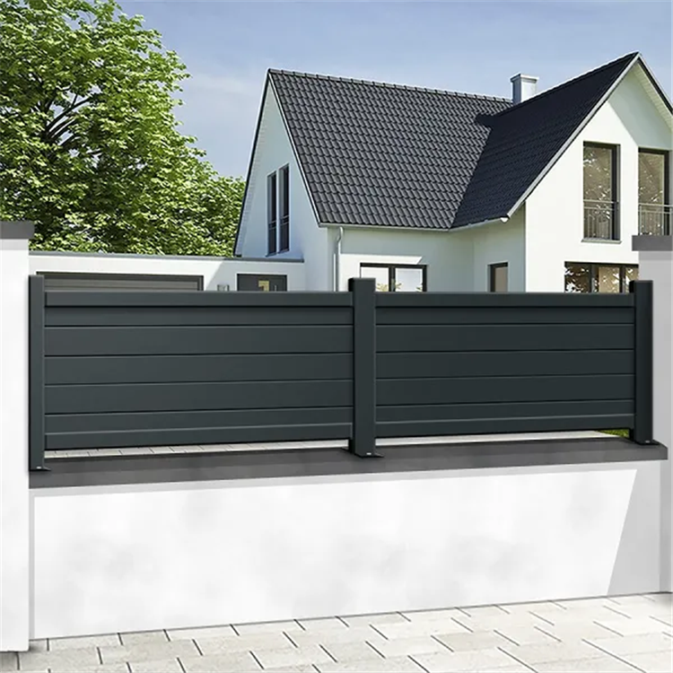 Ace Aluminum Fence Black Horizontal Aluminum Louver Garden Metal Fence Slats Panels Post Horizontal Aluminum Fence