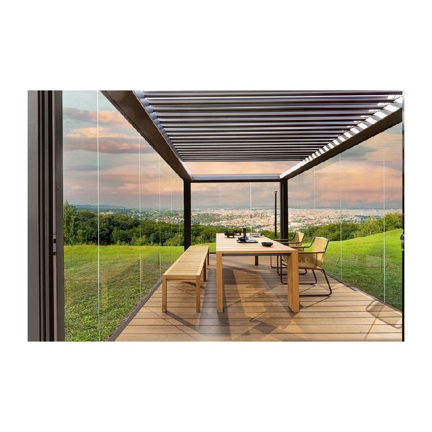 Aluminum Waterproof Electric Pergola with Motorized Opening Roof Louver Gazebo