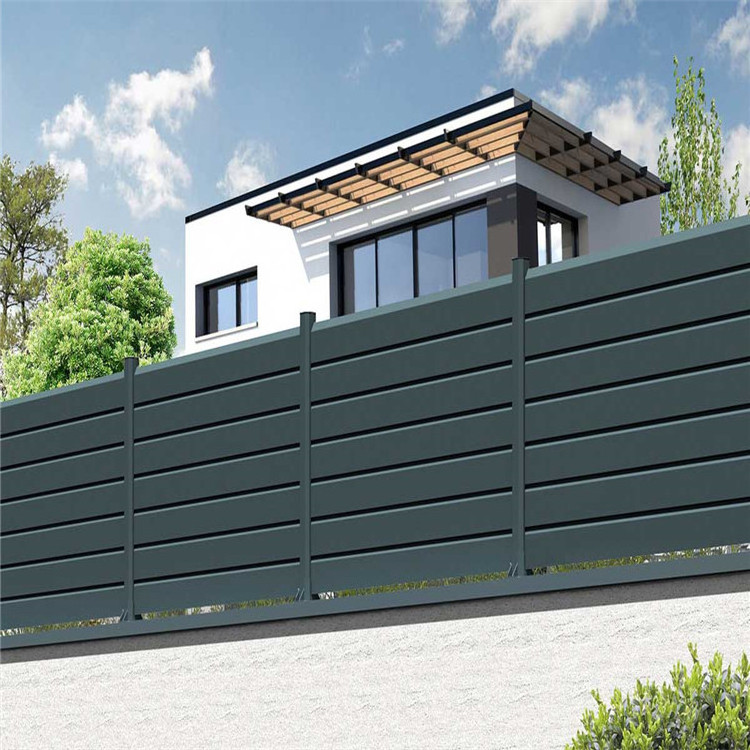 Ace Aluminum Fence Black Horizontal Aluminum Louver Garden Metal Fence Slats Panels Post Horizontal Aluminum Fence