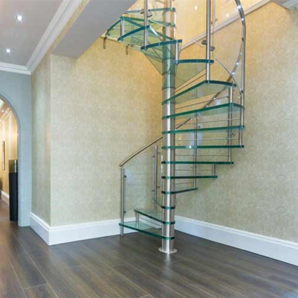 Top Quality Modern Staircase Design Used Open Spiral Steel Staircase Price With Solid Timber Stair Steps