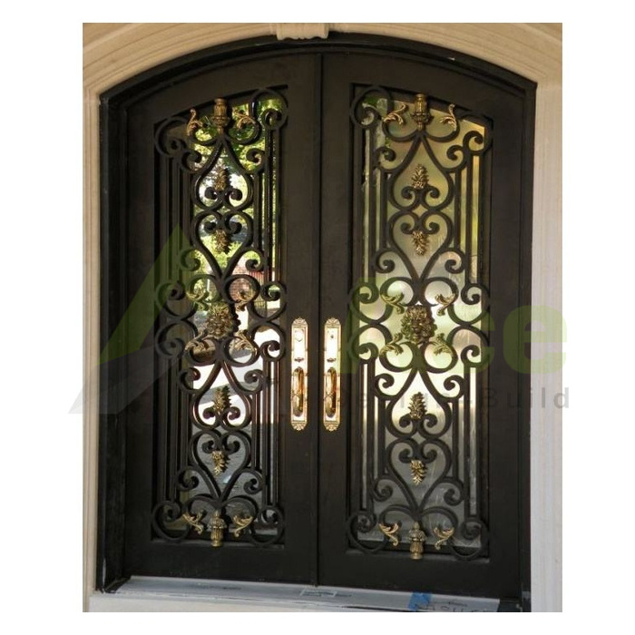 Customized Powder coating white italian exterior steel doors residential doors simple safety iron door