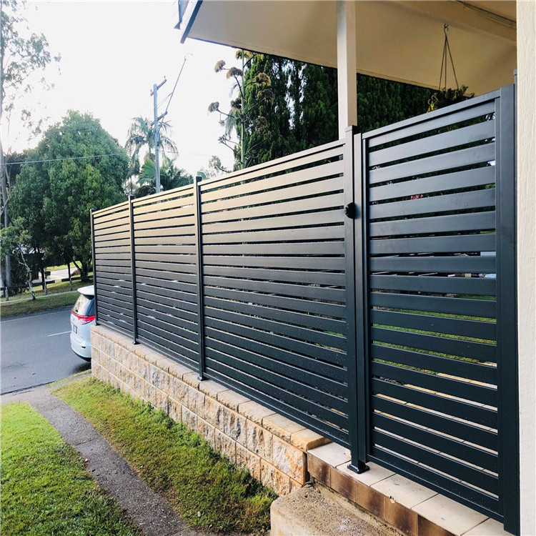 Ace Aluminum Fence Black Horizontal Aluminum Louver Garden Metal Fence Slats Panels Post Aluminum Privacy Fence