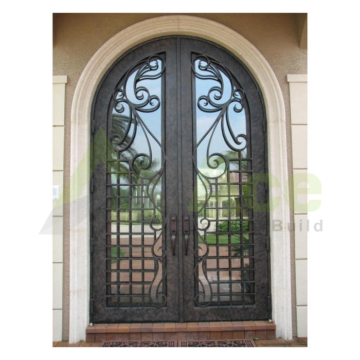 Customized Powder coating white italian exterior steel doors residential doors simple safety iron door