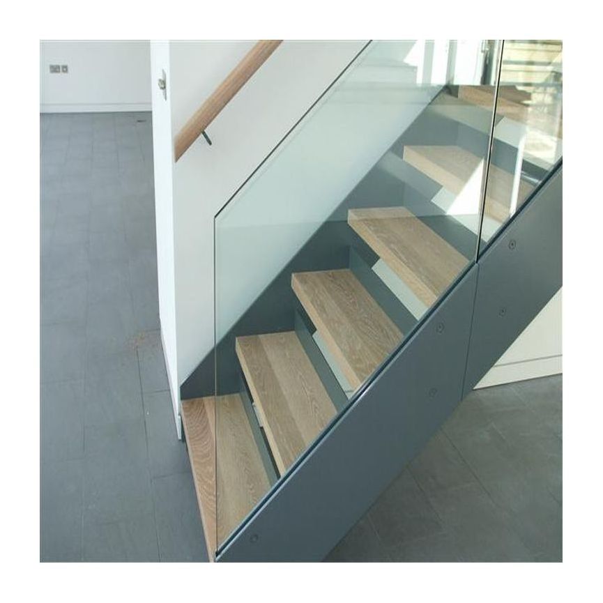 Double Beam Wood Staircase/Step Ladder with Glass Railing China made modular staircase