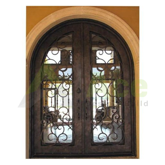 Customized Powder coating white italian exterior steel doors residential doors simple safety iron door