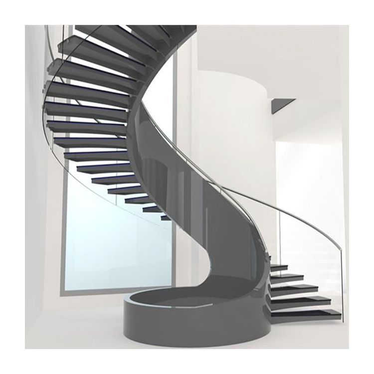 Top Quality Modern Staircase Design Used Open Spiral Steel Staircase Price With Solid Timber Stair Steps