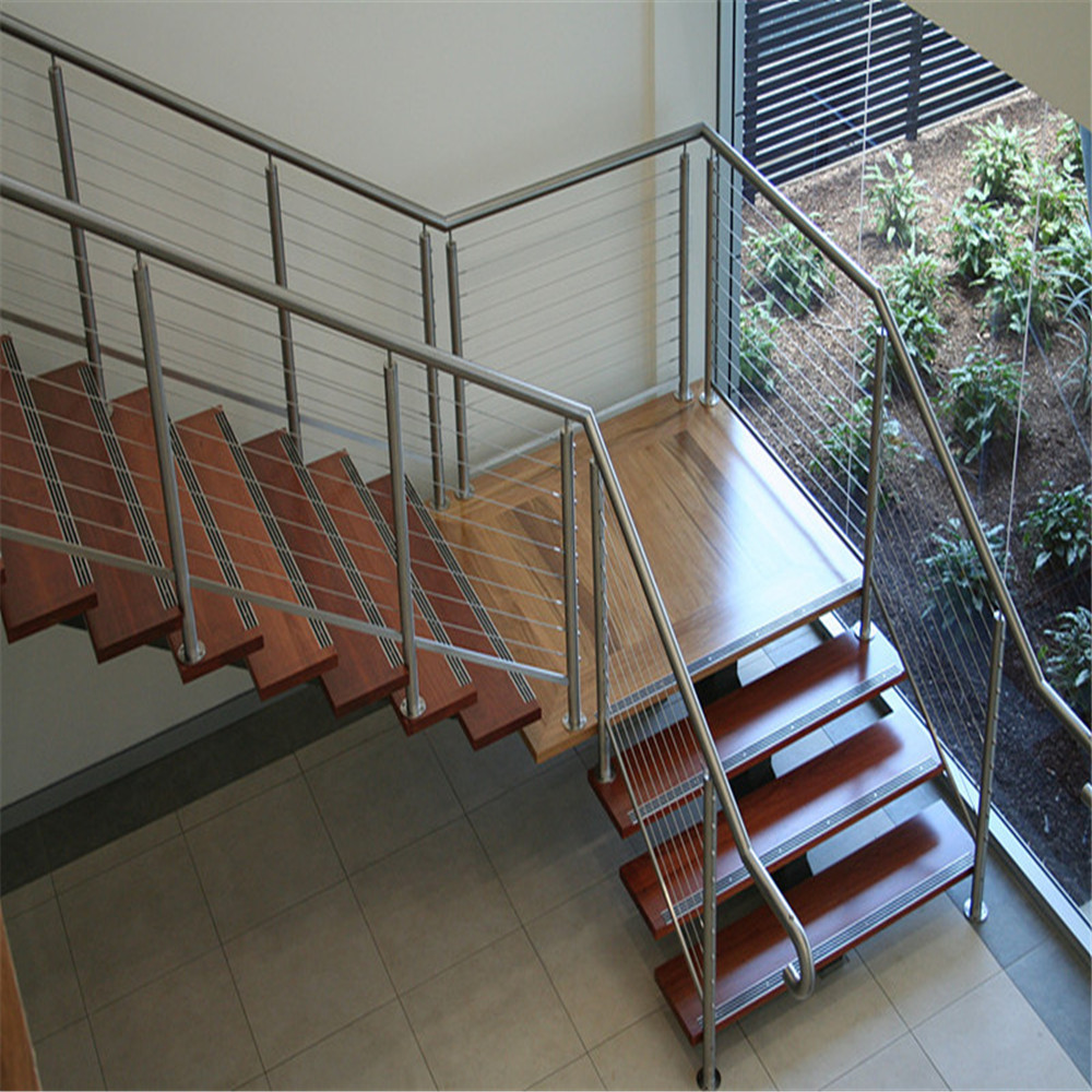 New design stainless steel handrail for floating stairs with wire rope design