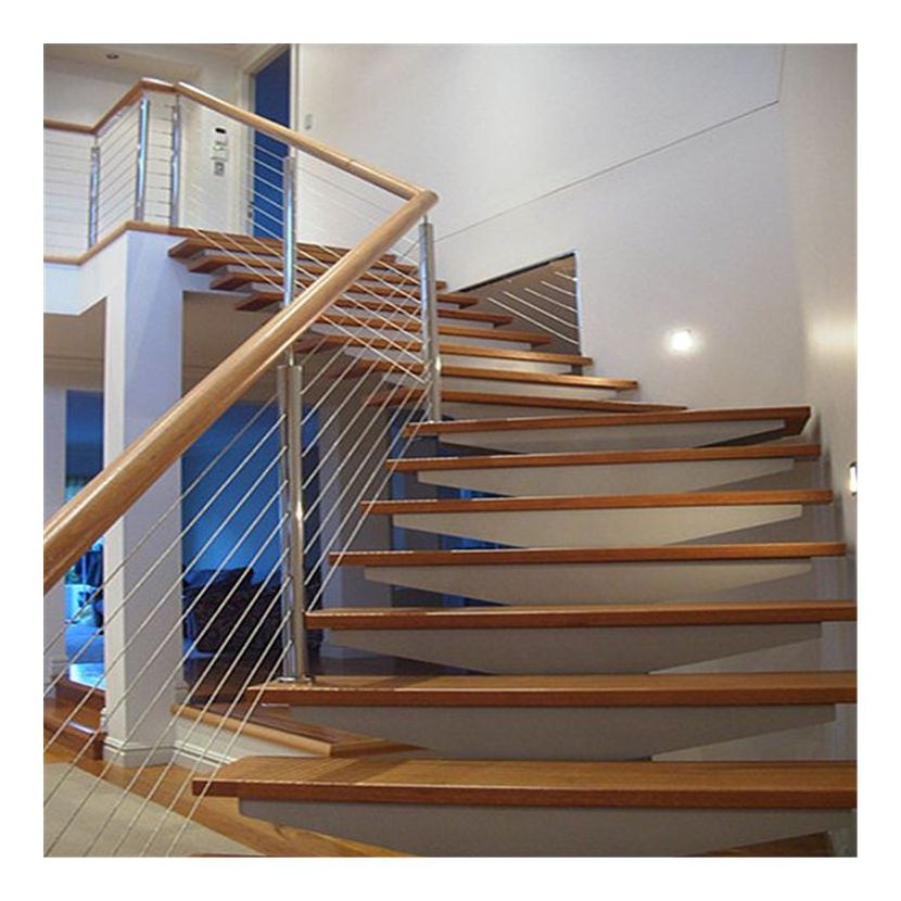 New design stainless steel handrail for floating stairs with wire rope design