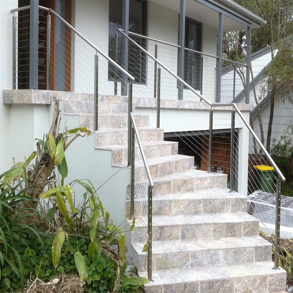 New design stainless steel handrail for floating stairs with wire rope design