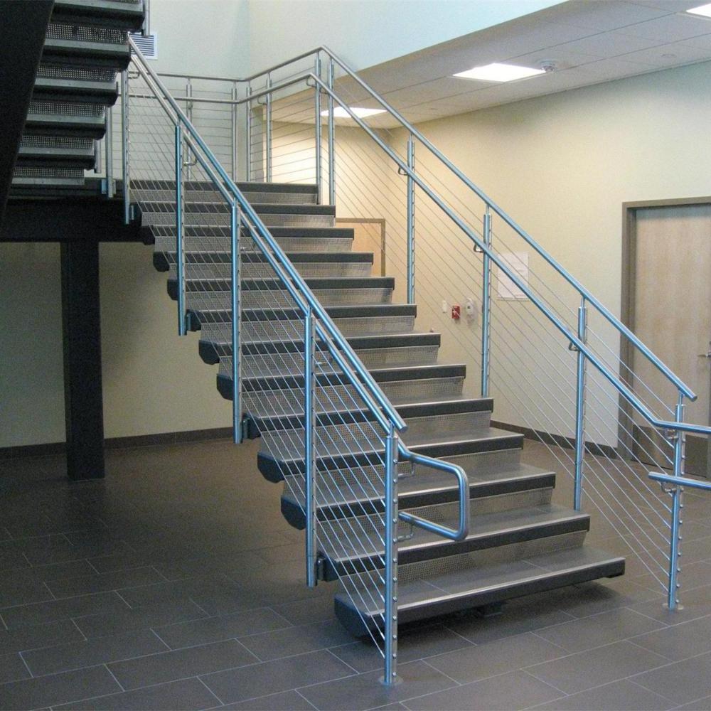 New design stainless steel handrail for floating stairs with wire rope design