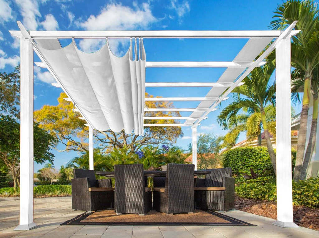 Ace Modern Design Patio Aluminium PVC Pergola with Sun Shade Canopy Outdoor Gazebos