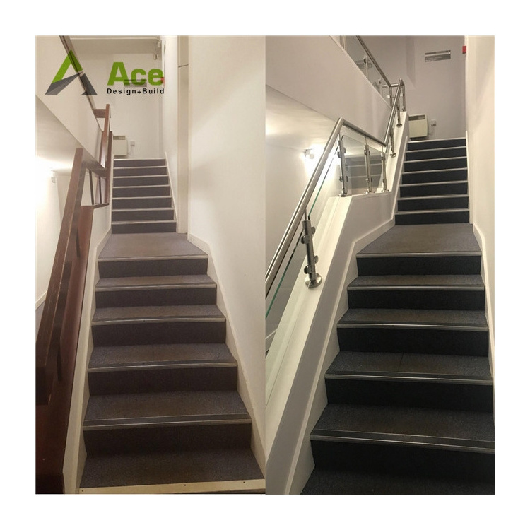 Ace Post Glass Railing Staircase Post Stainless Steel Frameless Glass Balcony Stair Railing