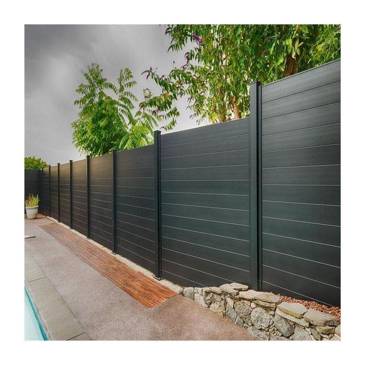 Ace Aluminum Fence Black Horizontal Aluminum Louver Garden Metal Fence Slats Panels Post Horizontal Aluminum Fence