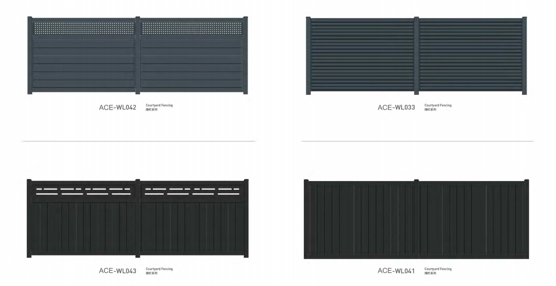 Ace Aluminum Fence Black Horizontal Aluminum Louver Garden Metal Fence Slats Panels Post Horizontal Aluminum Fence