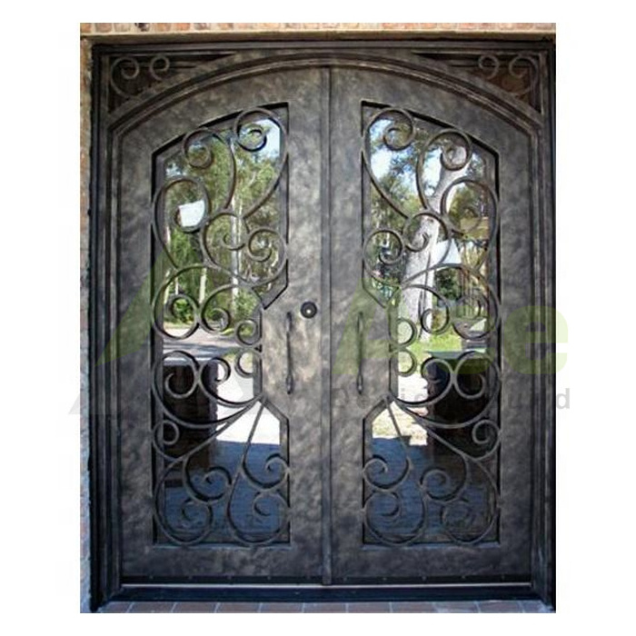 Customized Powder coating white italian exterior steel doors residential doors simple safety iron door