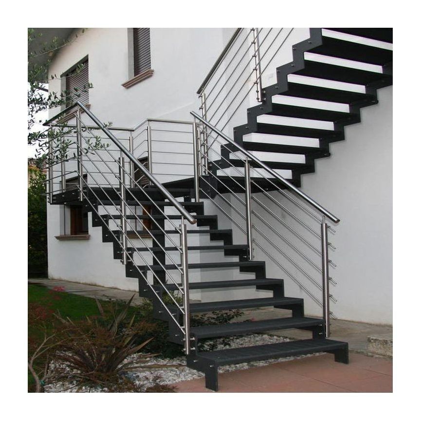 Double Beam Wood Staircase/Step Ladder with Glass Railing China made modular staircase