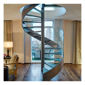 Top Quality Modern Staircase Design Used Open Spiral Steel Staircase Price With Solid Timber Stair Steps