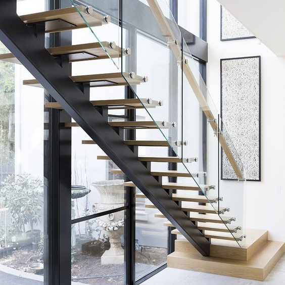 ACE Balustrade Escalier Mono Stringer Stair Design Staircase with Wooden Steps House Staircase