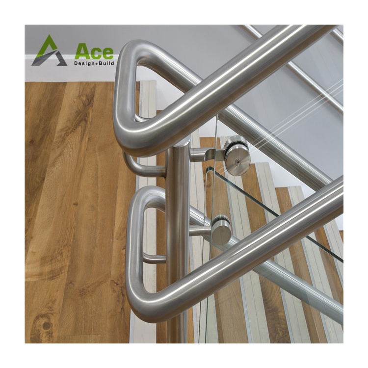 Ace Post Glass Railing Staircase Post Stainless Steel Frameless Glass Balcony Stair Railing