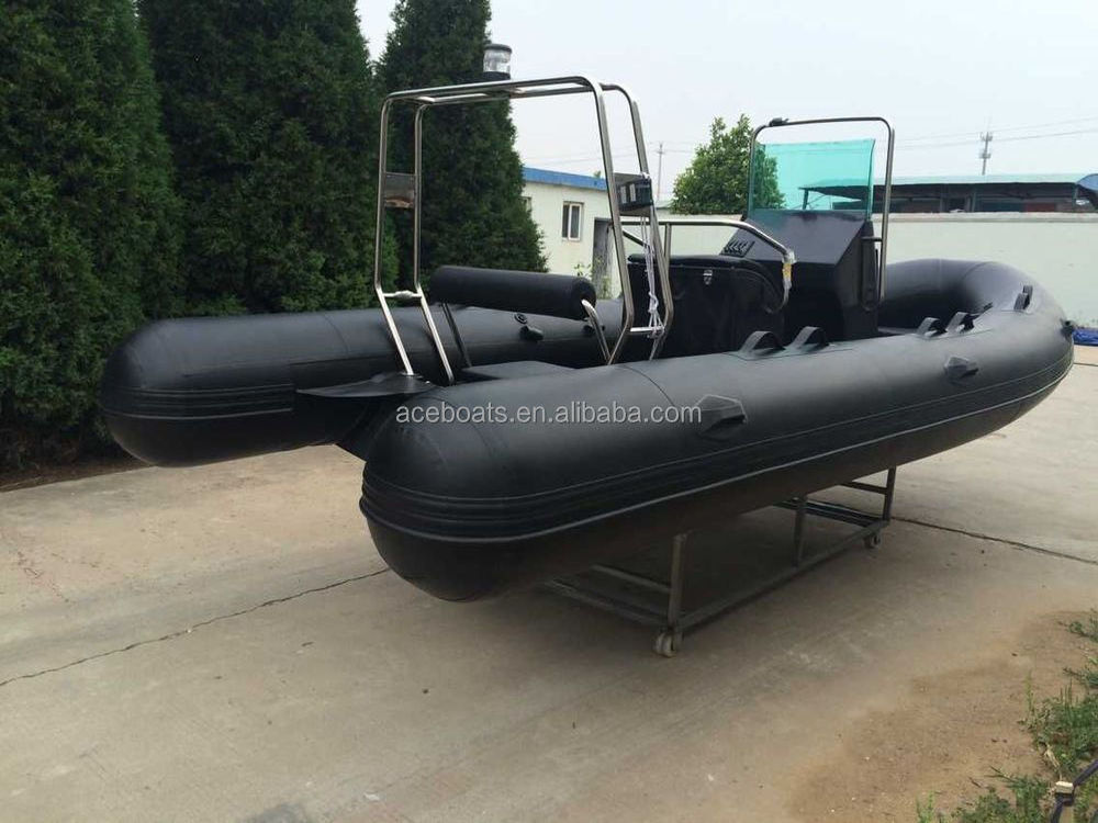 Hot sale 17ft rigid hull fiberglass inflatable boat RIB-520 with PVC or Hypalon pontoon