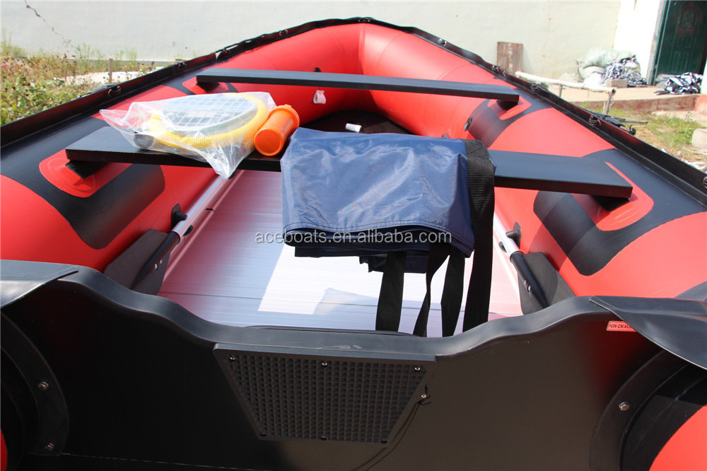 Factory Direct CE  12 Feet Engine  Inflatable Boat  Aluminum Floor 0.9mm PVC Hypalon Hull Fishing Boat For Sale