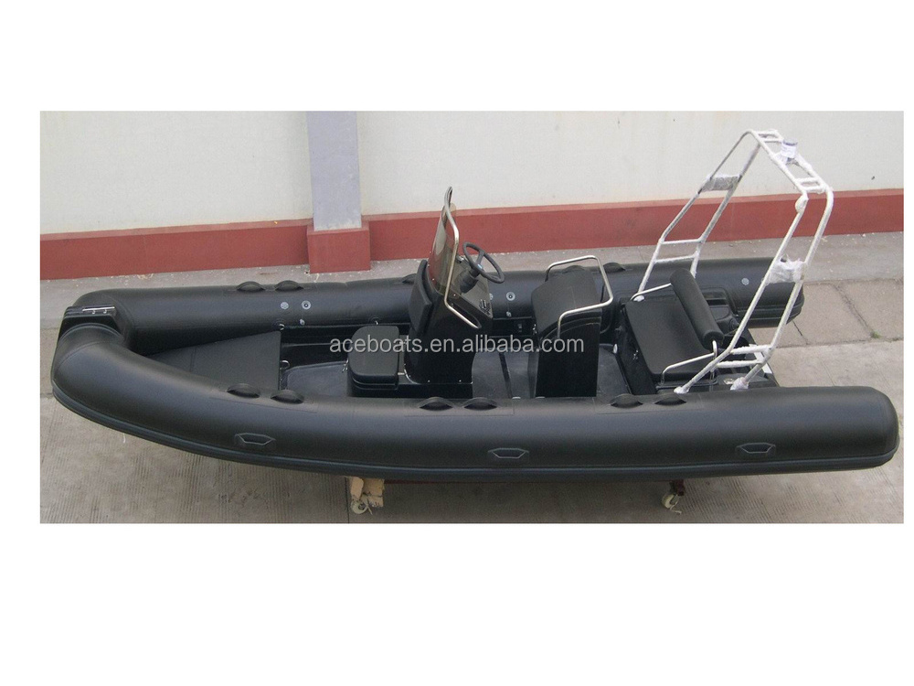 Hot sale 17ft rigid hull fiberglass inflatable boat RIB-520 with PVC or Hypalon pontoon