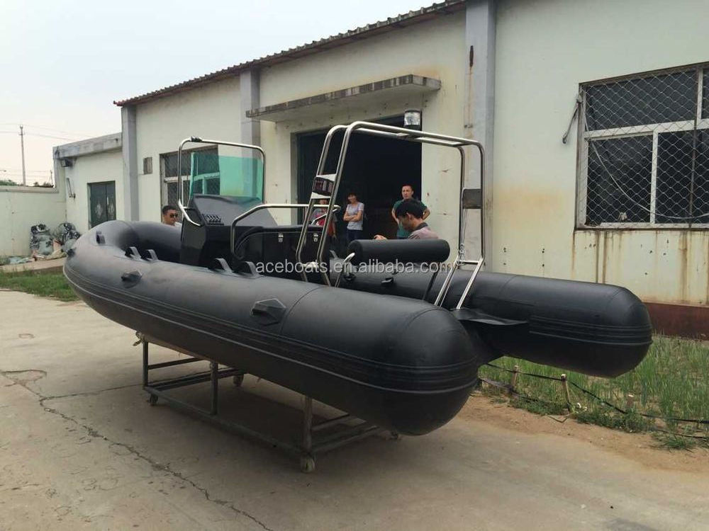 Hot sale 17ft rigid hull fiberglass inflatable boat RIB-520 with PVC or Hypalon pontoon