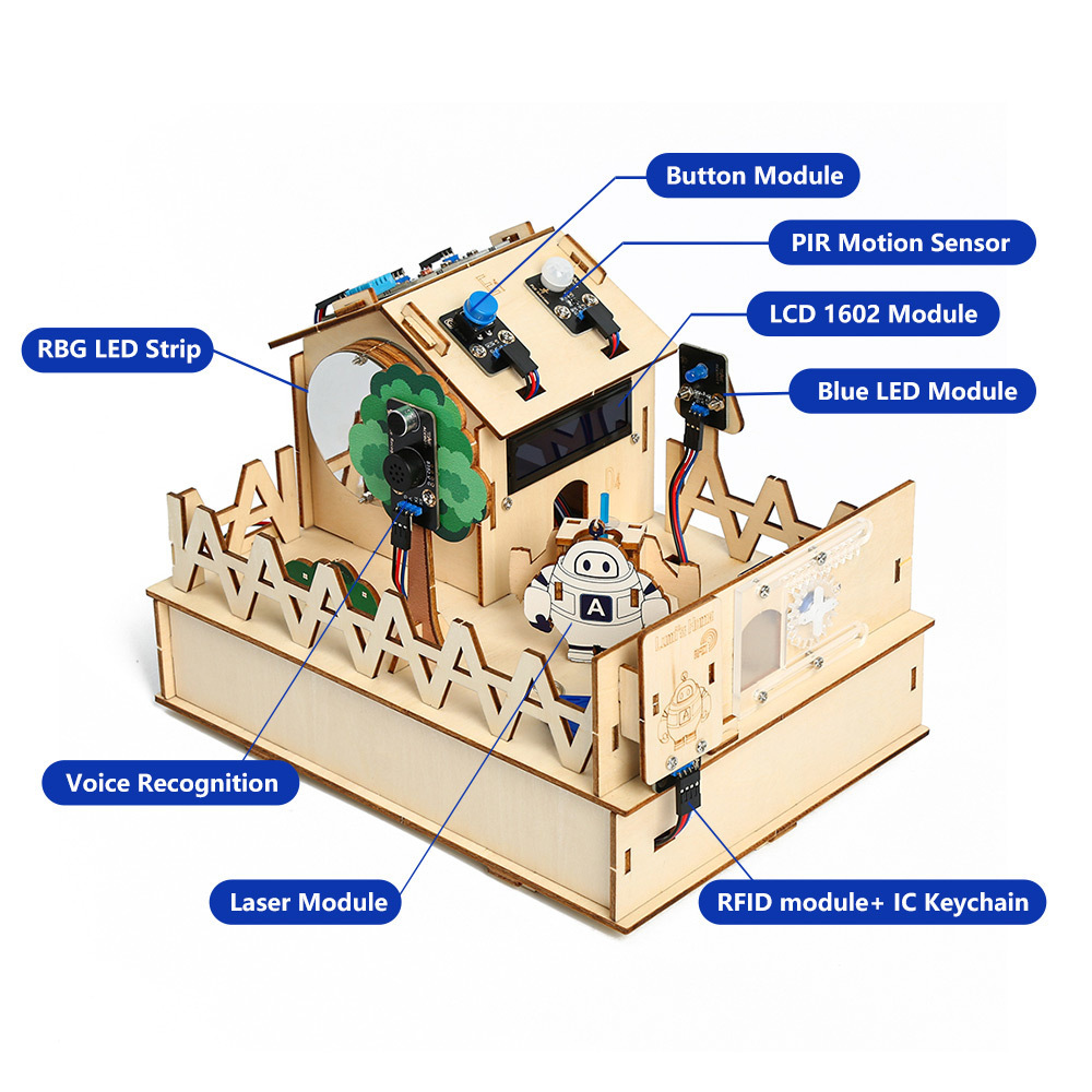 ACEBOTT DIY Smart Home Kit for Arduino Kit Robot Starter Automation Projects Wooden House Learning Kit for ESP32