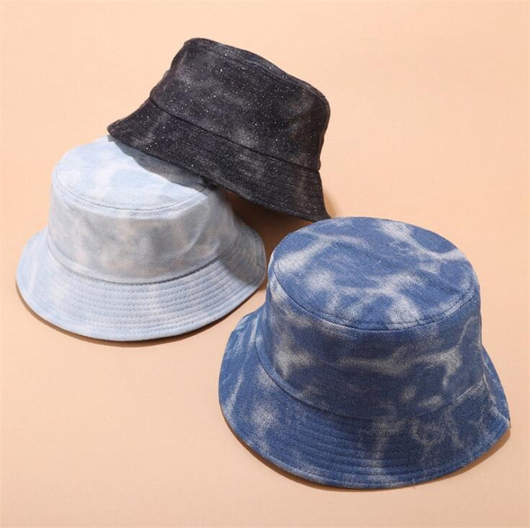 2023 European American Retro Denim Embroidery Jeans Bucket Hat  Jean Men Women panama fashion Bucket Hat