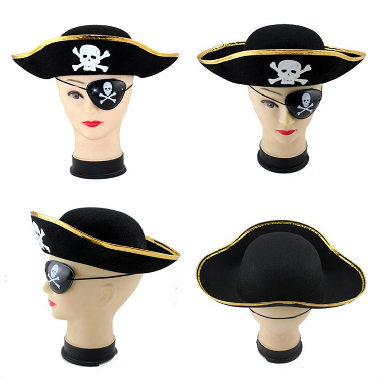 cheap promotion Halloween Skull Party Hat Polyester Material Printed Skeleton Hats Fabric captain morgan pirate hats guangzhou